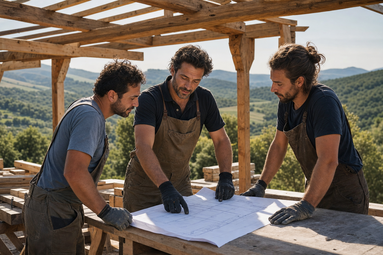 Cristiano Bellini e il team Pergolato al lavoro su un cantiere